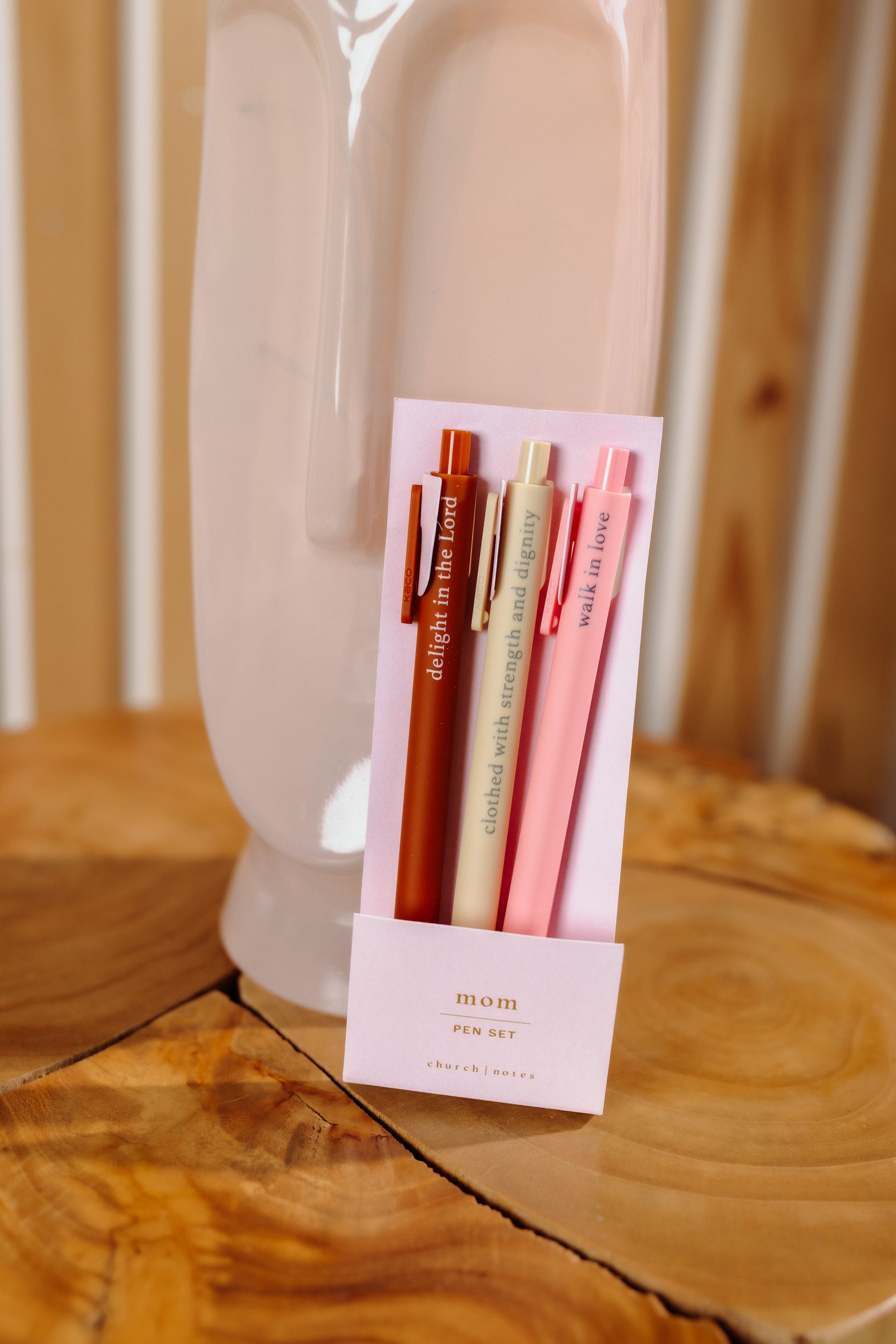 Three sets of pen with the following "delight in the Lord, clothed with streght and dignity and walk in love