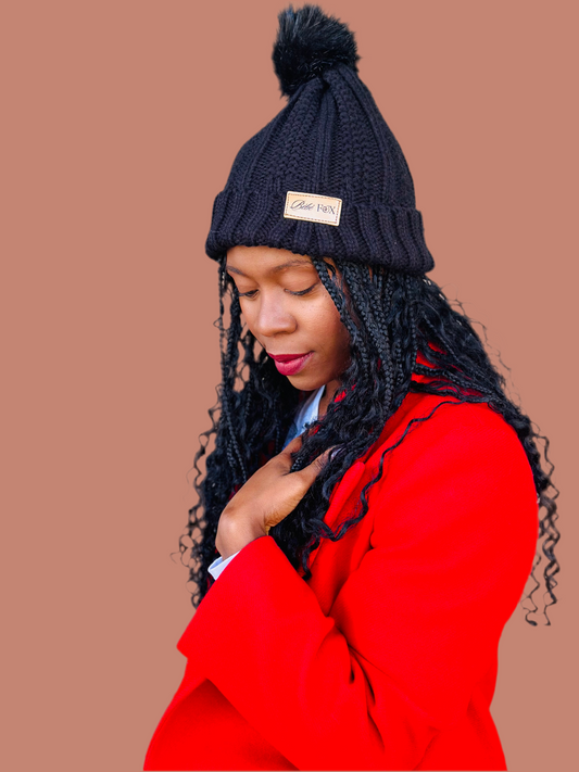 Satin-lined Beanie Winter Hat with Pompom