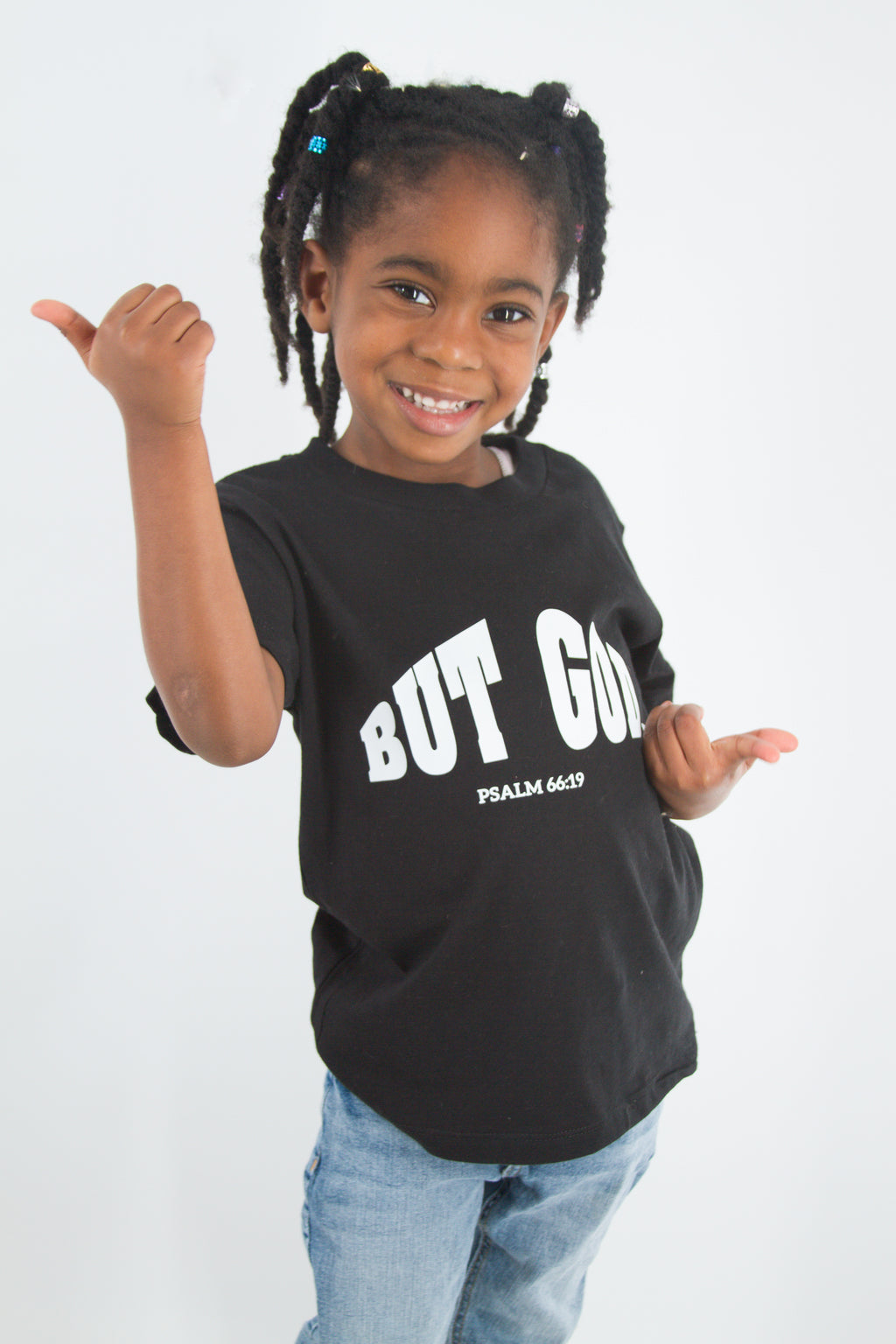 But God t-shirt in black with white writing 